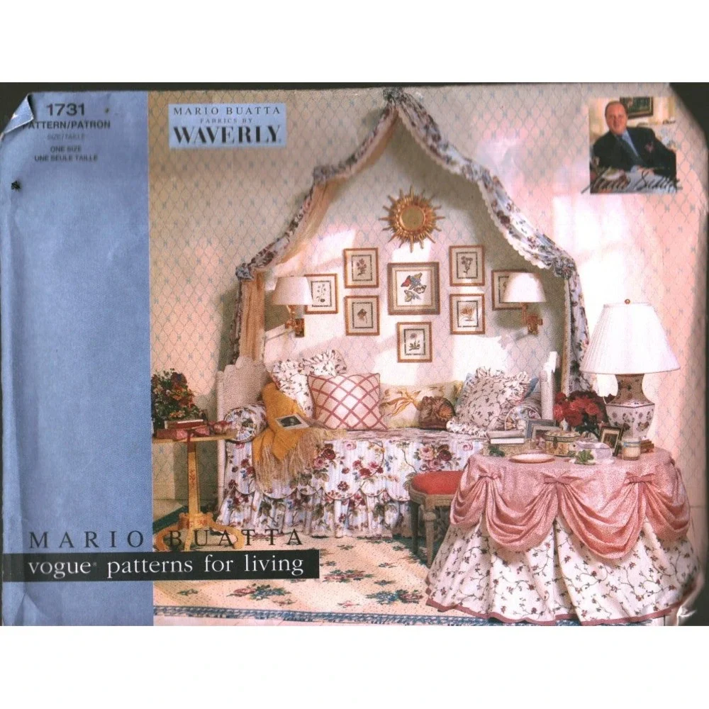 Mario Buatta Vogue 1731 Patterns for Living Bedroom Decor Wall Drape Table Skirt